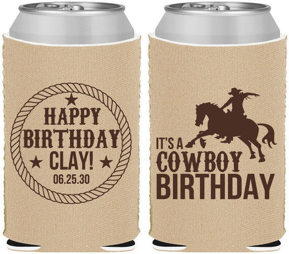 Custom Birthday Neoprene Can Coolers - Cowboy | 20229