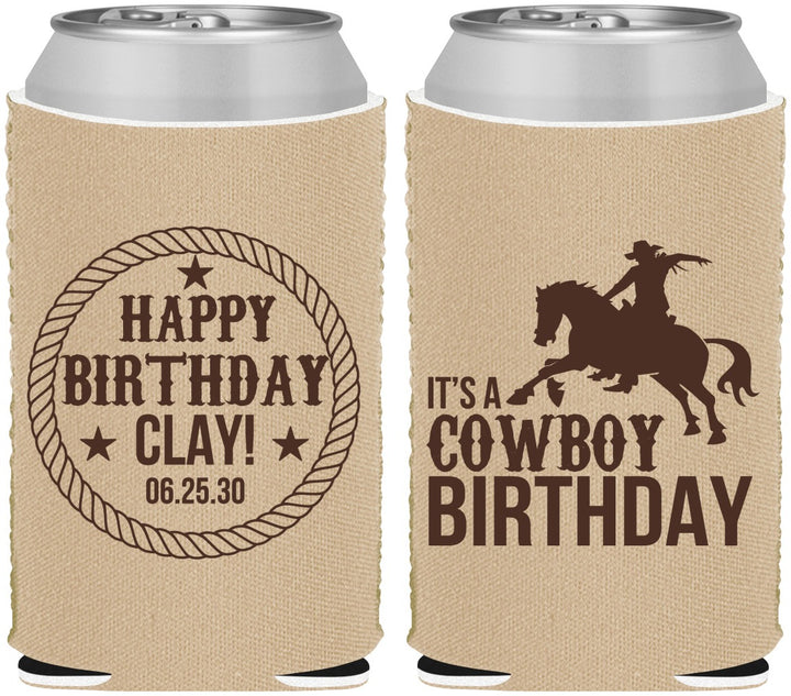 Custom Birthday Neoprene Can Coolers - Cowboy | 20229