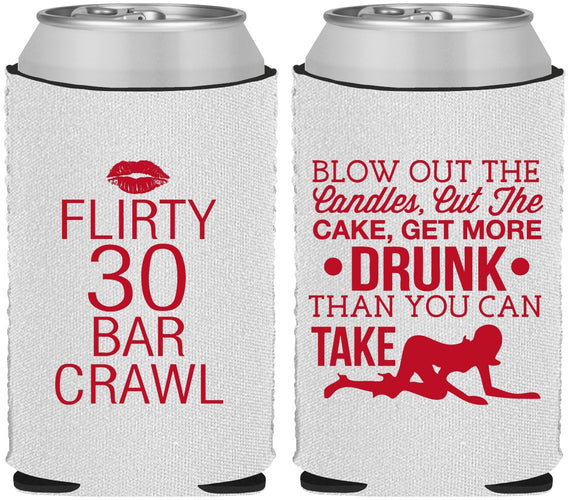 Custom Birthday Neoprene Can Coolers - 30th Bar Crawl | 20233
