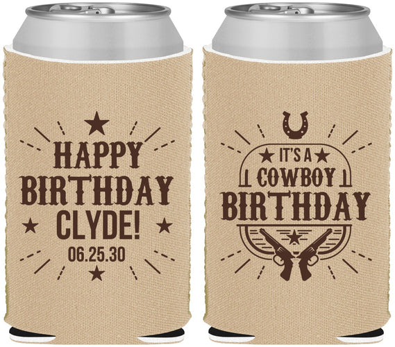 Custom Birthday Neoprene Can Coolers - Cowboy | 20244