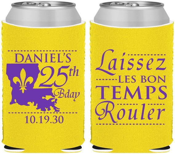 Custom Birthday Neoprene Can Coolers - 25th Mardi Gras | 20245