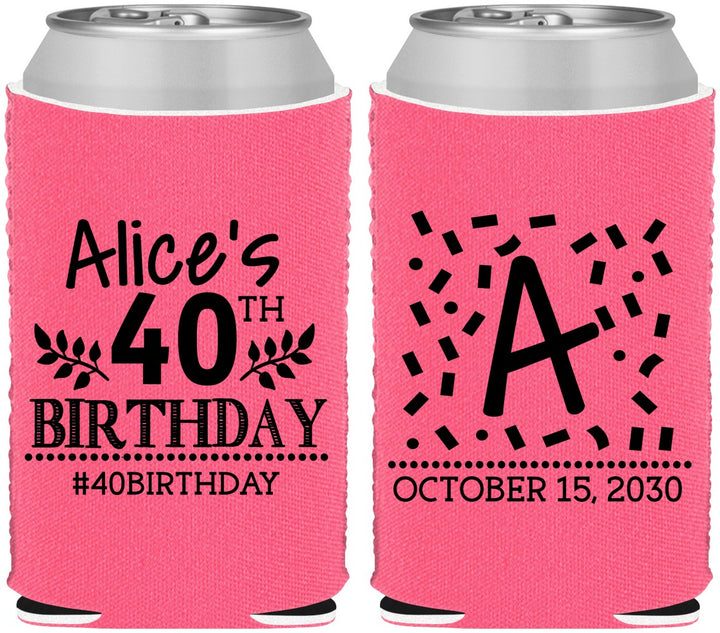 Custom Birthday Neoprene Can Coolers - 40th | 20258
