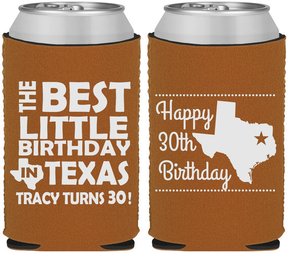 Custom Birthday Neoprene Can Coolers - 30th Texas | 20265