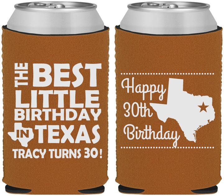 Custom Birthday Neoprene Can Coolers - 30th Texas | 20265