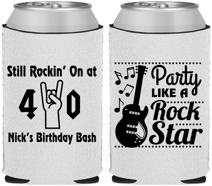 Custom Birthday Neoprene Can Coolers - 40th Rock Star | 20266