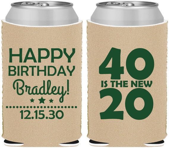 Custom Birthday Neoprene Can Coolers - 40 Is The New 20 | 20269