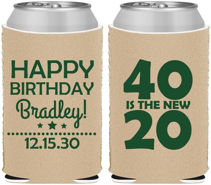 Custom Birthday Neoprene Can Coolers - 40 Is The New 20 | 20269