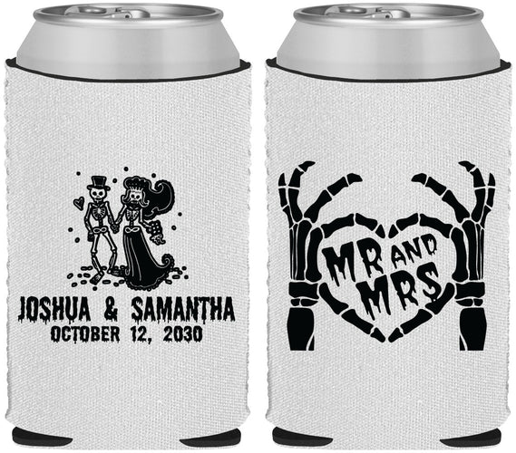 Custom Wedding Neoprene Can Coolers - Mr And Mrs Skeleton | 204