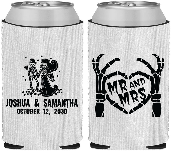 Custom Wedding Neoprene Can Coolers - Mr And Mrs Skeleton | 204