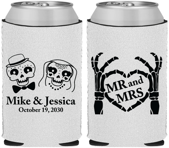 Custom Wedding Neoprene Can Coolers - Mr And Mrs Halloween | 206