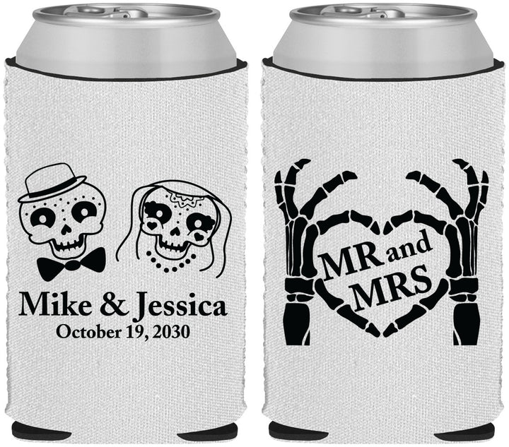 Custom Wedding Neoprene Can Coolers - Mr And Mrs Halloween | 206