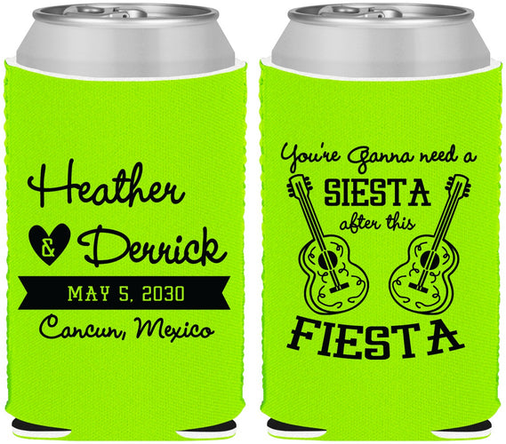 Custom Wedding Neoprene Can Coolers - Siesta Fiesta Mexico | 207