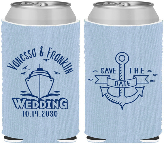 Custom Wedding Neoprene Can Coolers - Save The Date Cruise | 209
