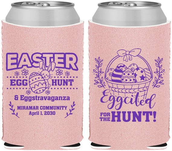 Custom Easter Neoprene Can Coolers - Eggcited For Hunt Bunny | 210006