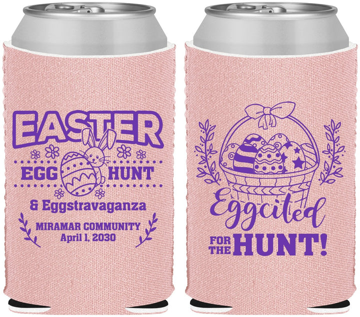 Custom Easter Neoprene Can Coolers - Eggcited For Hunt Bunny | 210006