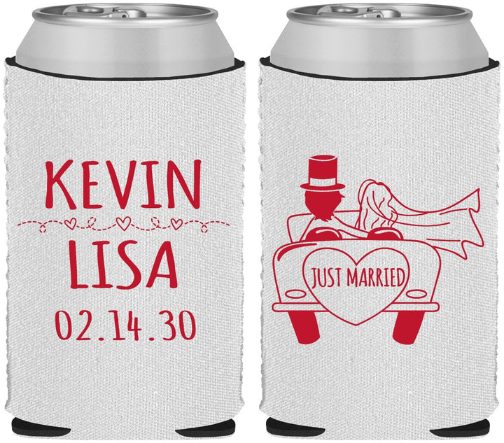 Custom Wedding Neoprene Can Coolers - Just Married | 212