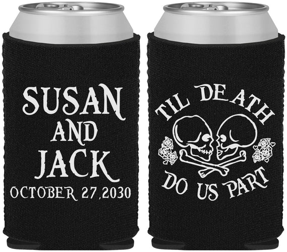 Custom Wedding Neoprene Can Coolers - Til Death Do Us Part | 213