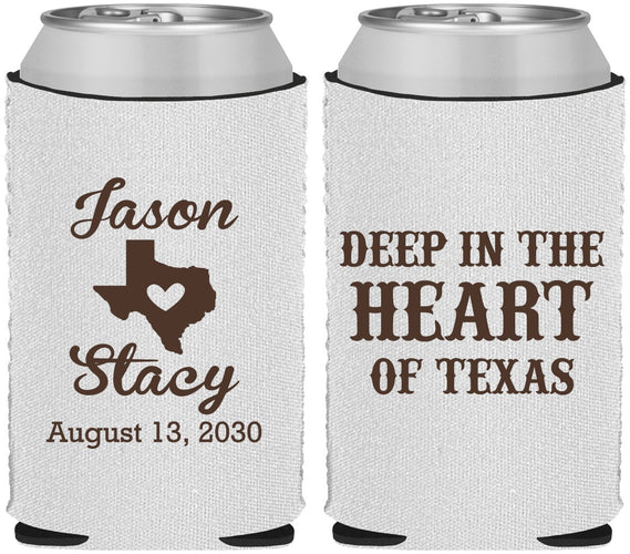 Custom Wedding Neoprene Can Coolers - Deep In The Heart Of Texas | 214