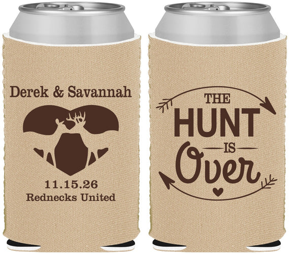 Custom Wedding Neoprene Can Coolers - The Hunt Is Over Deer | 220