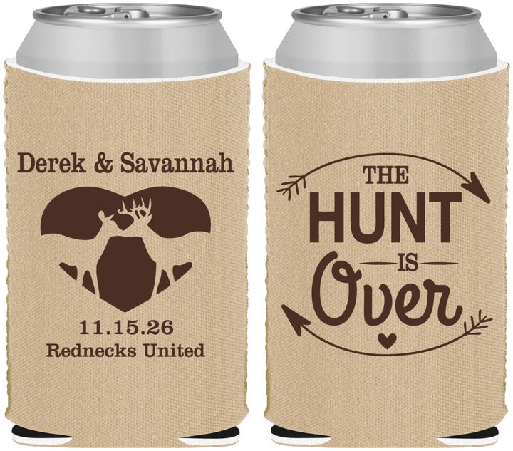 Custom Wedding Neoprene Can Coolers - The Hunt Is Over Deer | 220