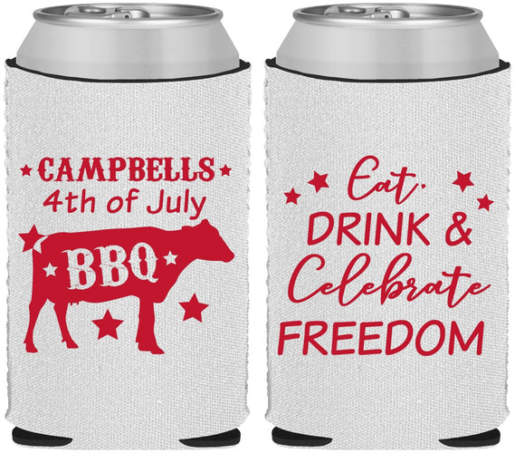 Custom 4th Of July Neoprene Can Coolers - Eat Drink Freedom | 220000
