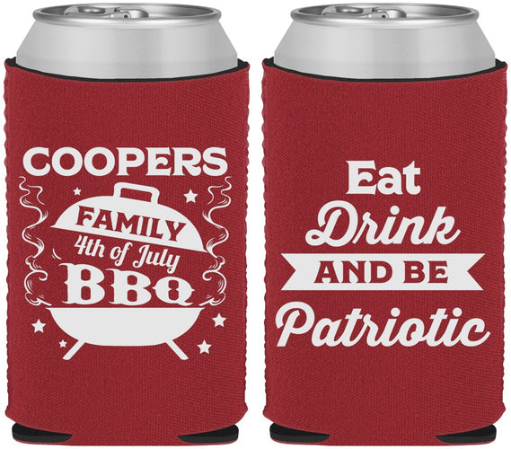 Custom 4th Of July Neoprene Can Coolers - Eat Drink Patriotic | 220002