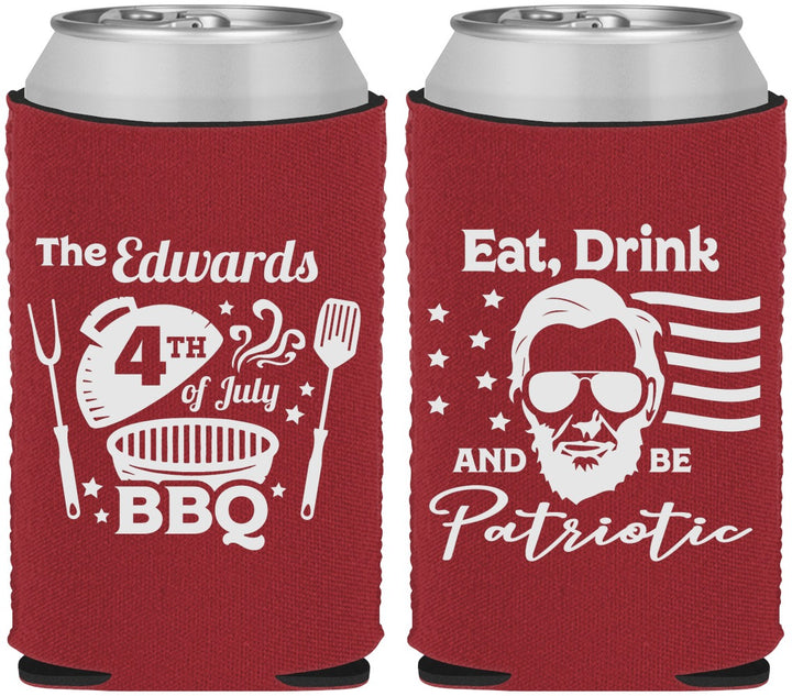 Custom 4th Of July Neoprene Can Coolers - Eat Drink Patriotic | 220006