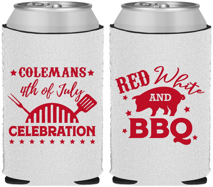 Custom 4th Of July Neoprene Can Coolers - Red White Bbq | 220008