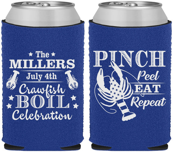 Custom 4th Of July Neoprene Can Coolers - Pink Peel Crawfish | 220011