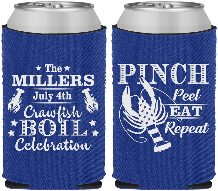 Custom 4th Of July Neoprene Can Coolers - Pink Peel Crawfish | 220011