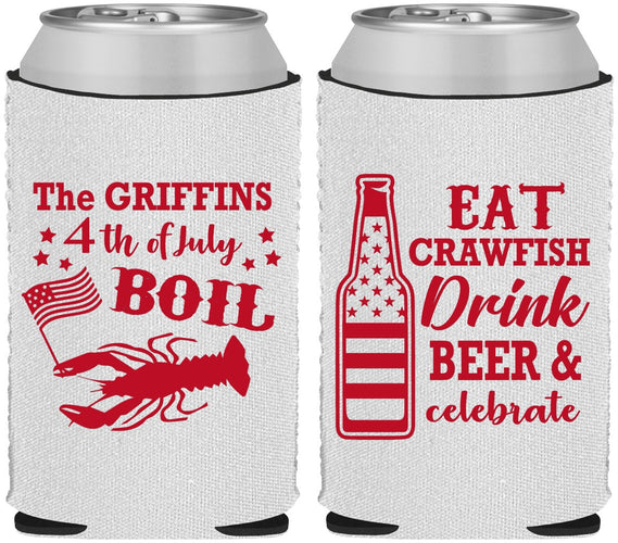 Custom 4th Of July Neoprene Can Coolers - Crawfish Boil | 220012