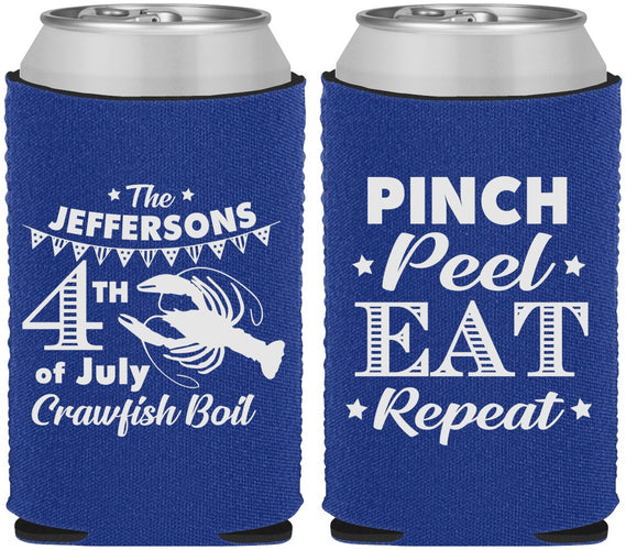 Custom 4th Of July Neoprene Can Coolers - Pink Peel Crawfish | 220015