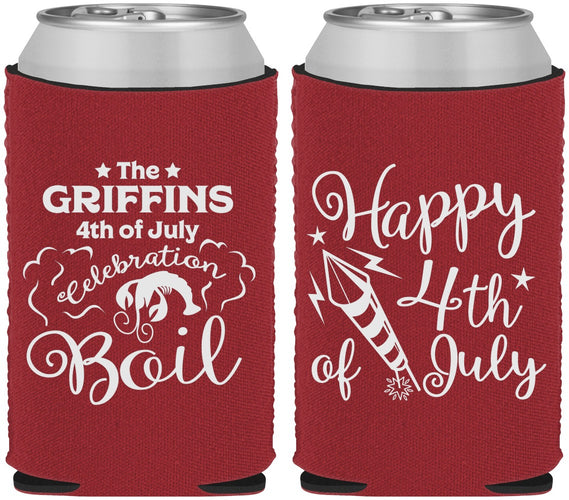 Custom 4th Of July Neoprene Can Coolers - Crawfish Boil | 220018