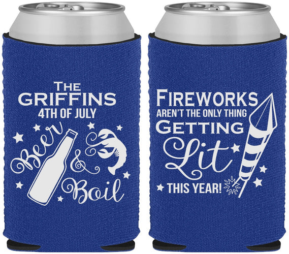 Custom 4th Of July Neoprene Can Coolers - Beach Red White Blue | 220019