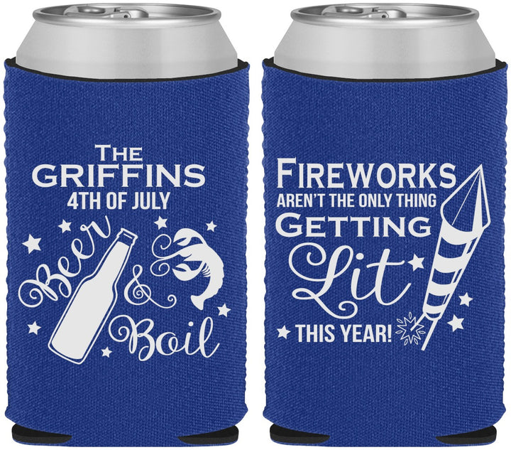 Custom 4th Of July Neoprene Can Coolers - Beach Red White Blue | 220019