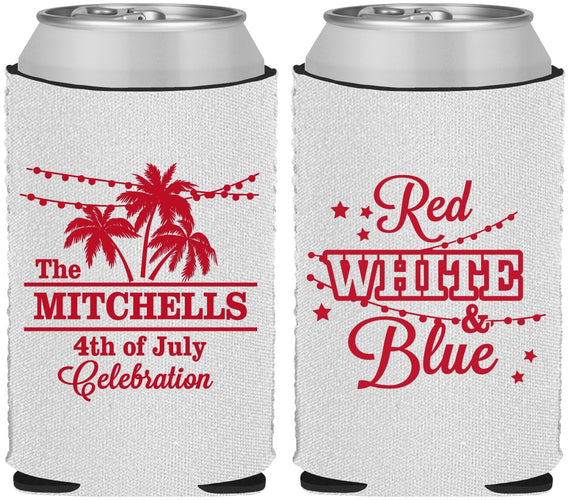 Custom 4th Of July Neoprene Can Coolers - Beach Stars Stripes | 220020