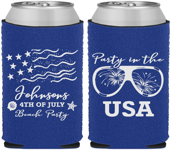 Custom 4th Of July Neoprene Can Coolers - Party In The Usa | 220023