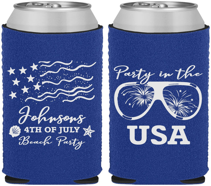 Custom 4th Of July Neoprene Can Coolers - Party In The Usa | 220023