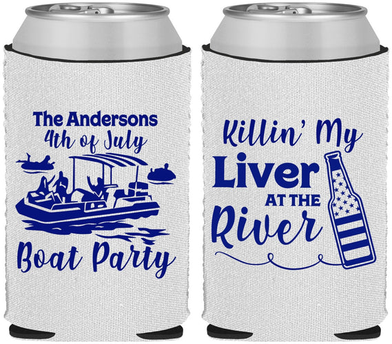 Custom 4th Of July Neoprene Can Coolers - Boat River | 220033