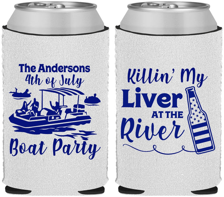 Custom 4th Of July Neoprene Can Coolers - Boat River | 220033