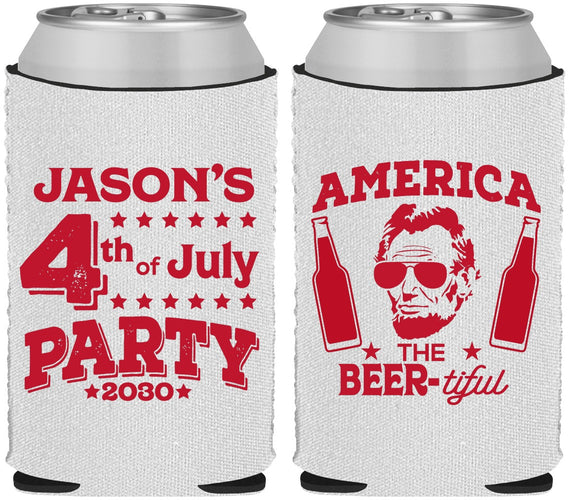 Custom 4th Of July Neoprene Can Coolers - Bbq Lincoln | 220036