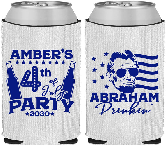 Custom 4th Of July Neoprene Can Coolers - Abraham Drinkin | 220037