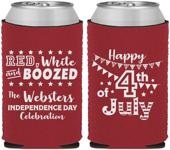Custom 4th Of July Neoprene Can Coolers - Red White Booze | 220042