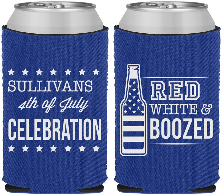Custom 4th Of July Neoprene Can Coolers - Red White Booze | 220043