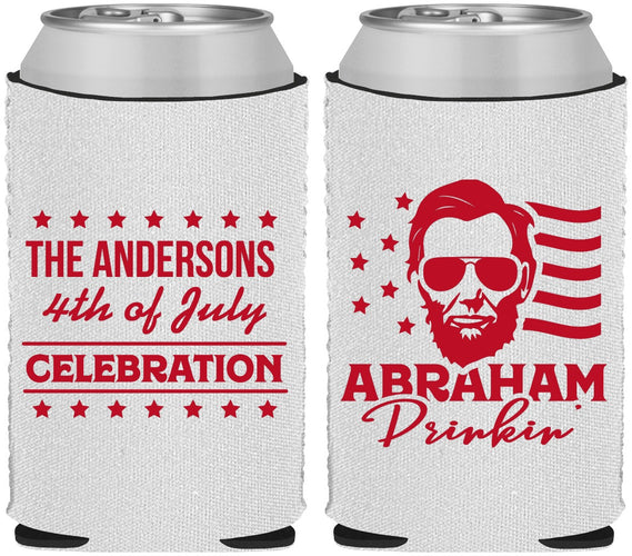 Custom 4th Of July Neoprene Can Coolers - Abraham Drinkin | 220044