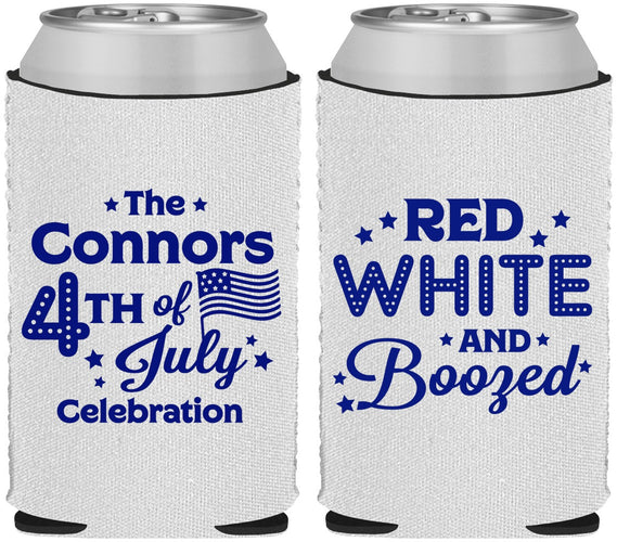 Custom 4th Of July Neoprene Can Coolers - Red White Booze | 220045