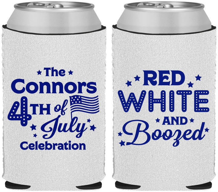 Custom 4th Of July Neoprene Can Coolers - Red White Booze | 220045