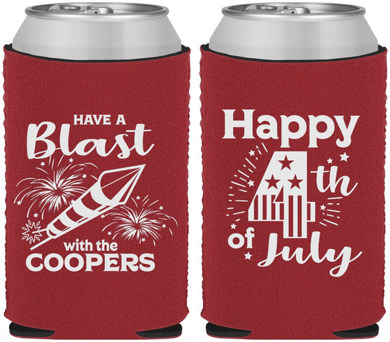 Custom 4th Of July Neoprene Can Coolers - Fireworks | 220046