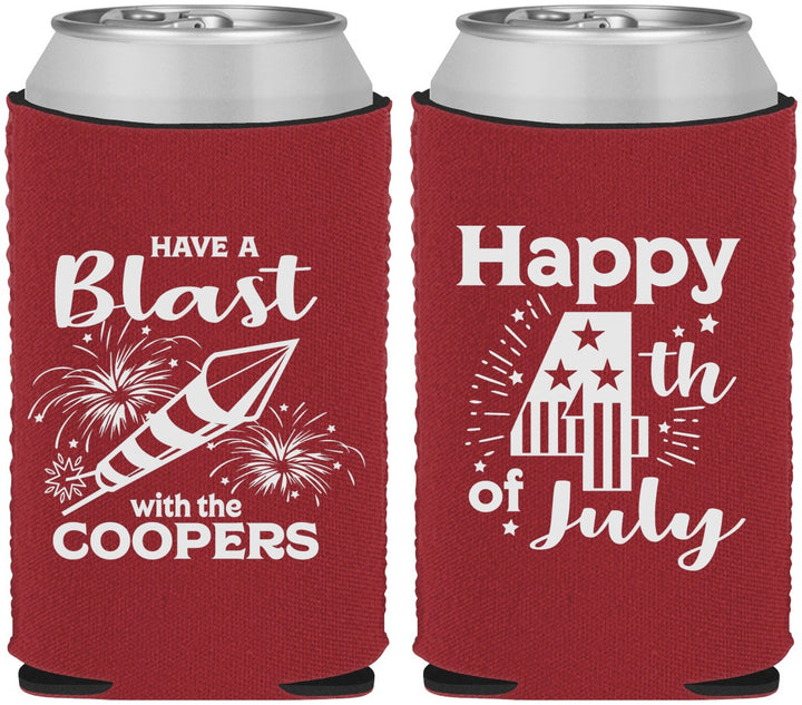 Custom 4th Of July Neoprene Can Coolers - Fireworks | 220046