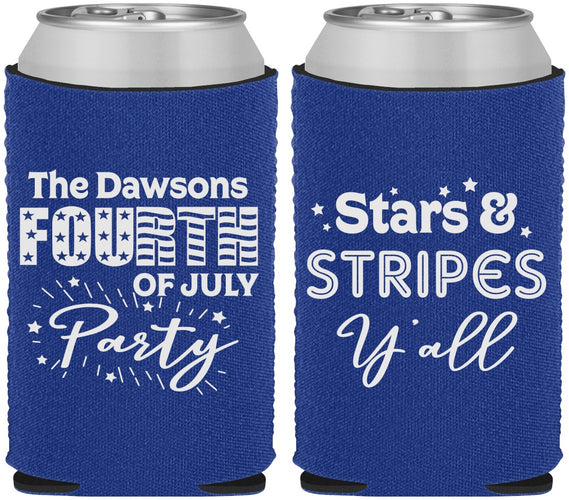 Custom 4th Of July Neoprene Can Coolers - Stars Stripes | 220047